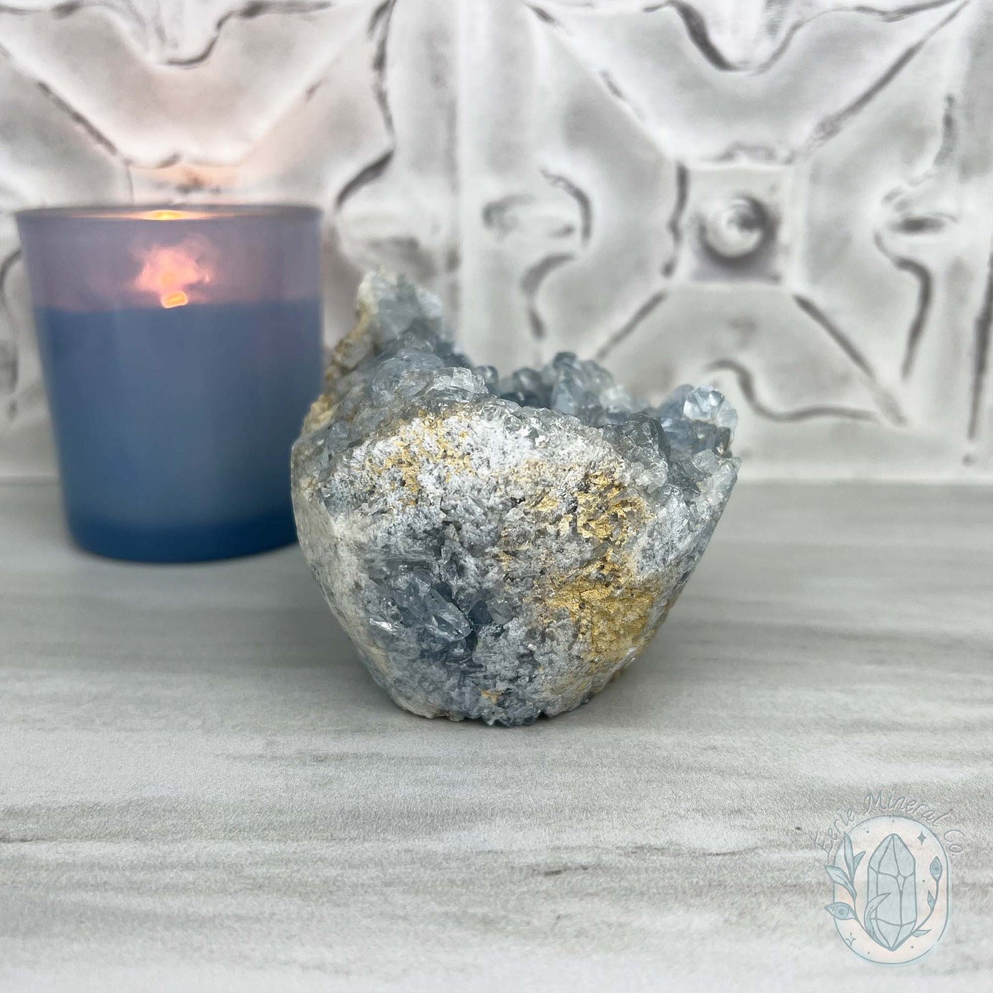 Celestite Crystal Hedgehog Carving Specimen