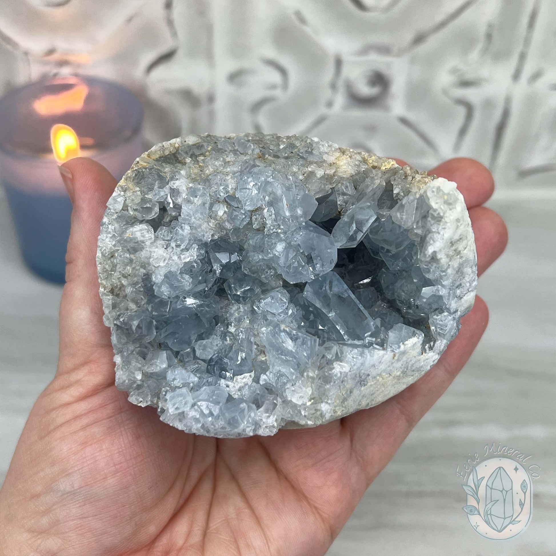 Celestite Crystal Hedgehog Carving Specimen