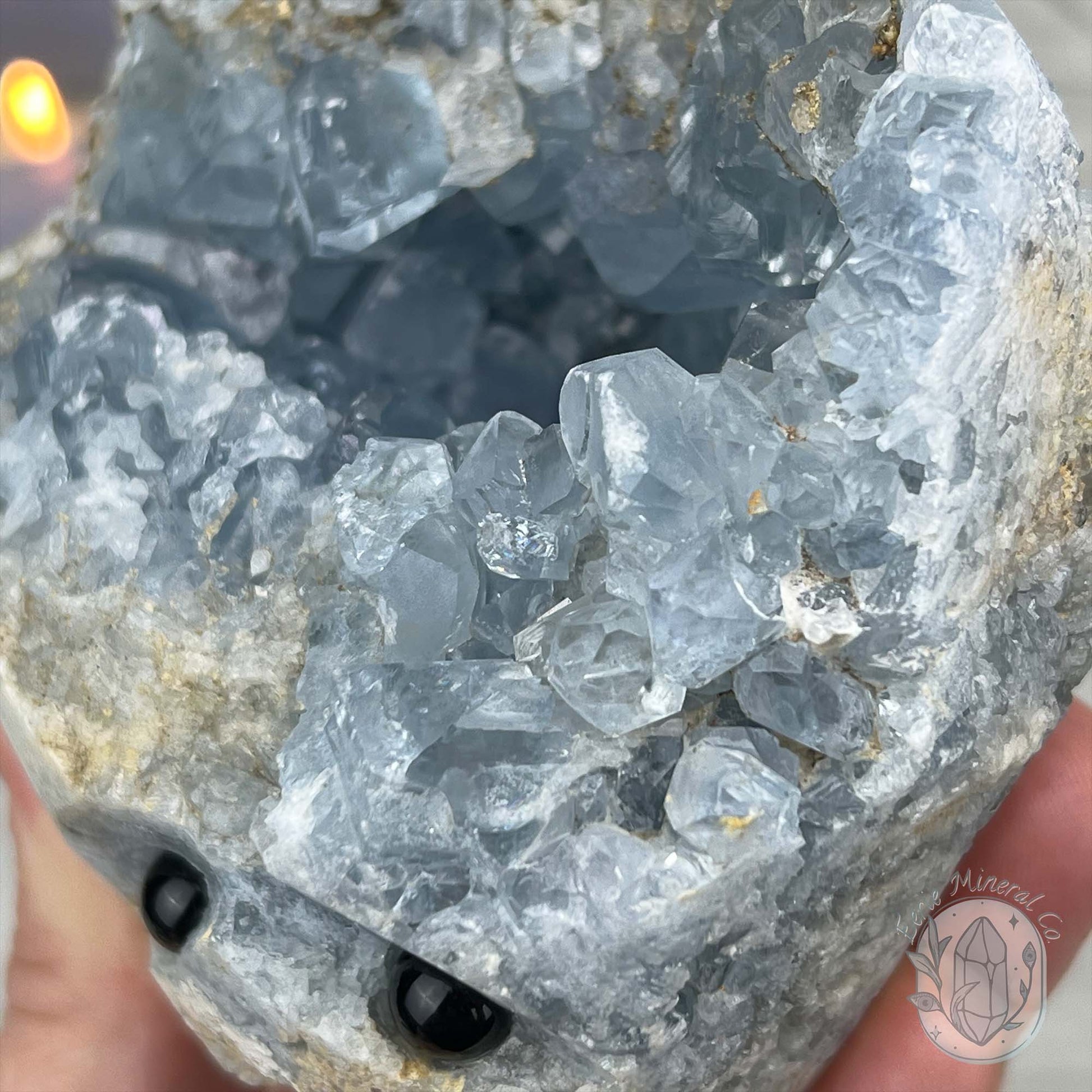 Celestite Crystal Hedgehog Carving Specimen