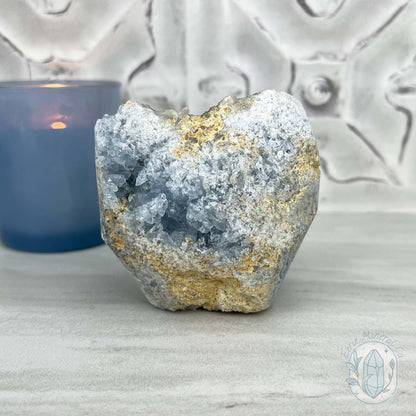 Celestite Crystal Hedgehog Carving Specimen