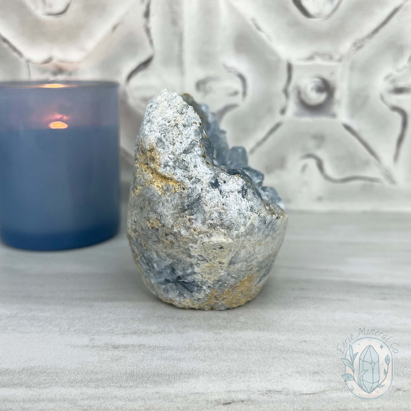 Celestite Crystal Hedgehog Carving Specimen