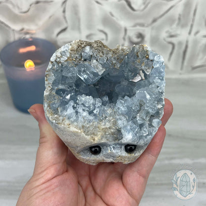Celestite Crystal Hedgehog Carving Specimen