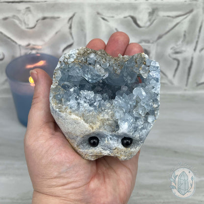 Celestite Crystal Hedgehog Carving Specimen