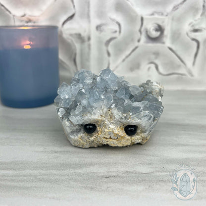 Celestite Crystal Hedgehog Carving Specimen