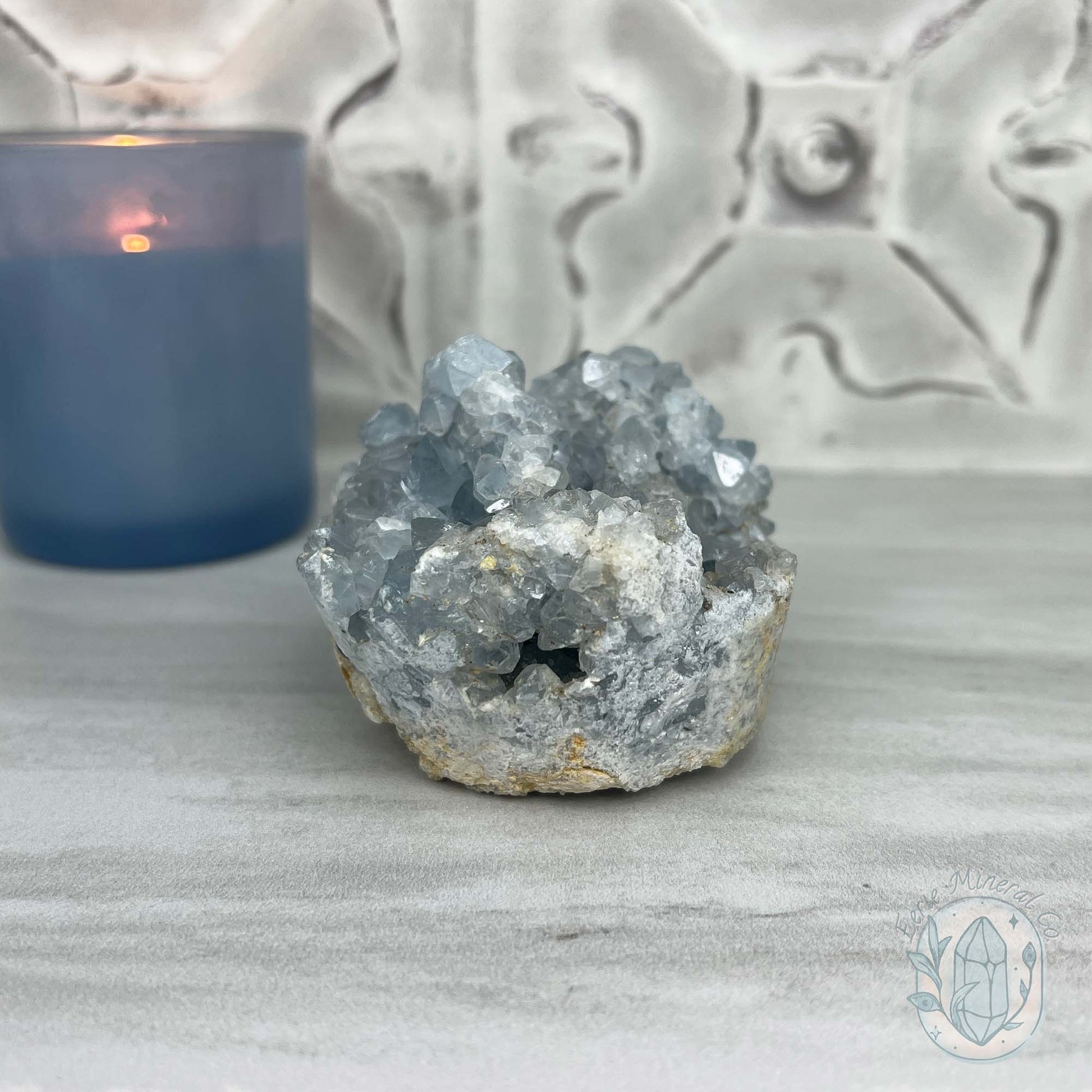 Celestite Crystal Hedgehog Carving Specimen