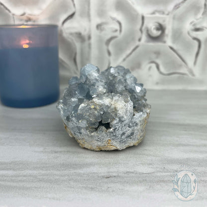 Celestite Crystal Hedgehog Carving Specimen
