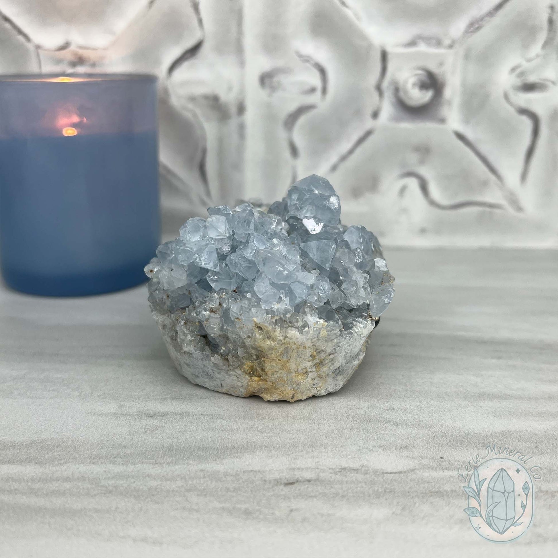 Celestite Crystal Hedgehog Carving Specimen
