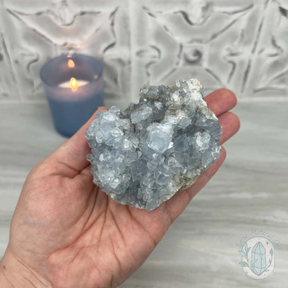 Celestite Crystal Hedgehog Carving Specimen
