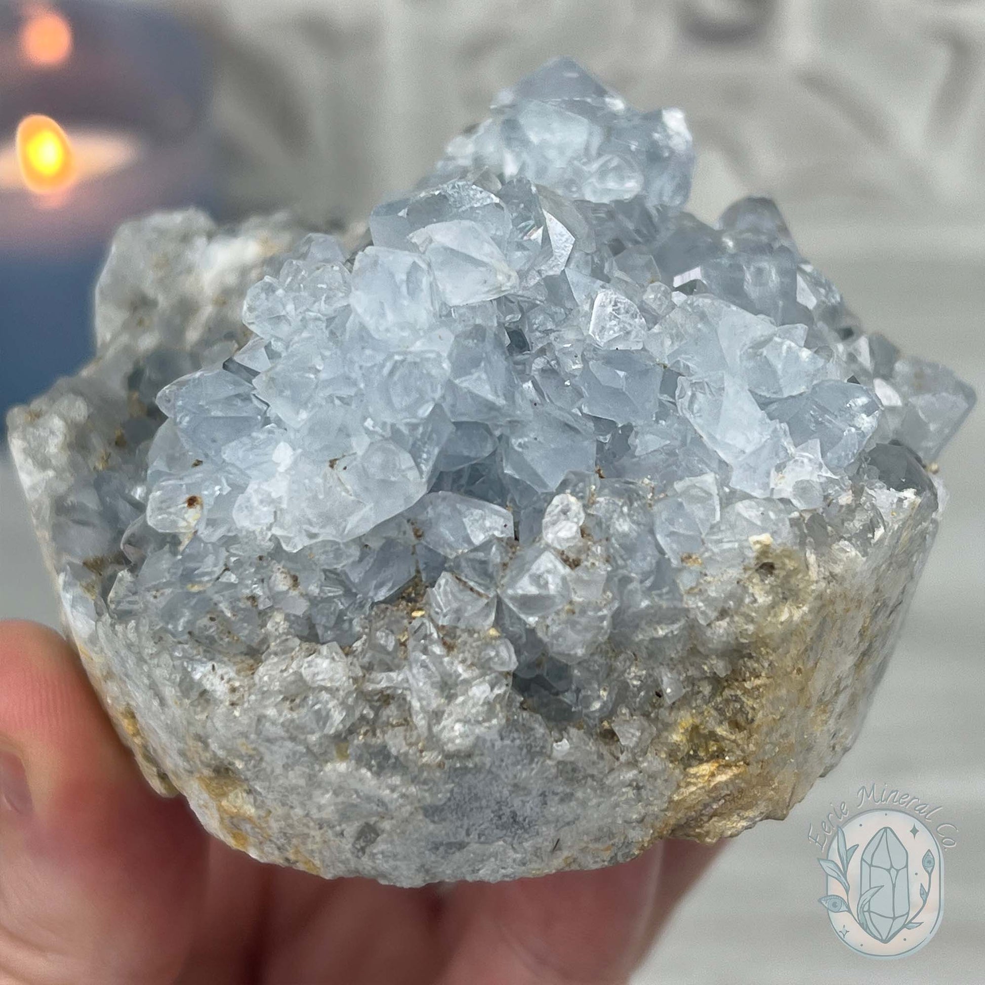 Celestite Crystal Hedgehog Carving Specimen