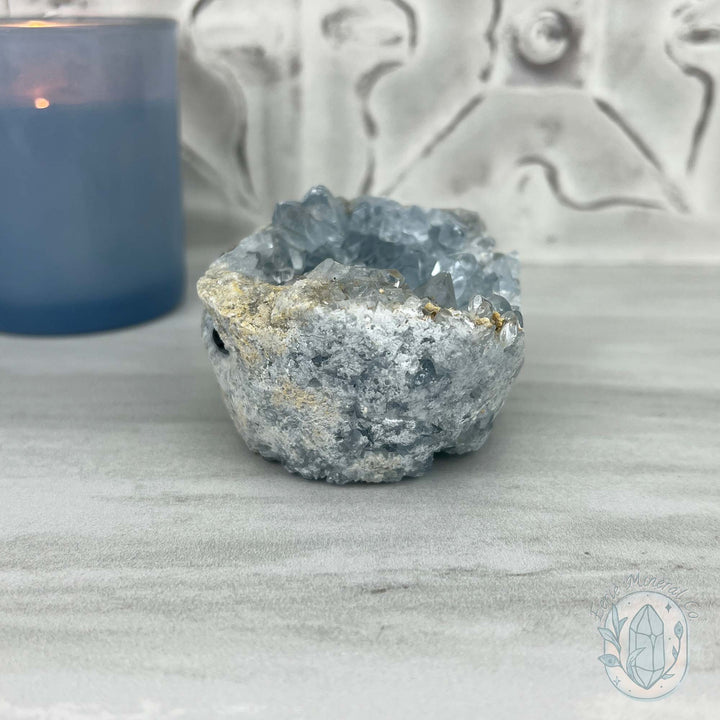 Celestite Crystal Hedgehog Carving Specimen