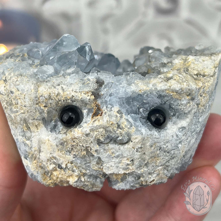 Celestite Crystal Hedgehog Carving Specimen