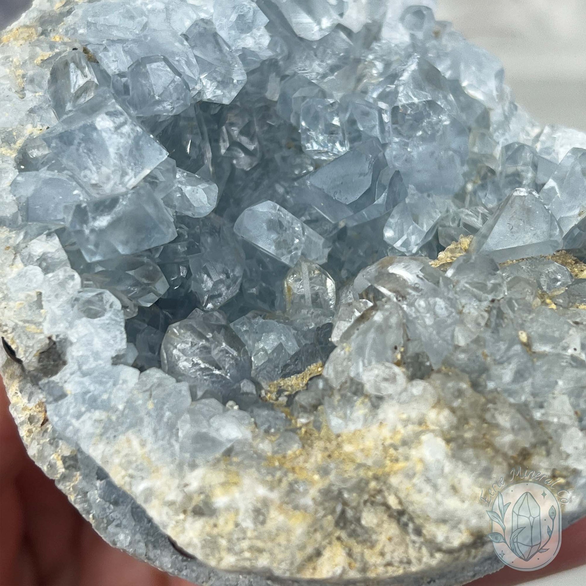 Celestite Crystal Hedgehog Carving Specimen