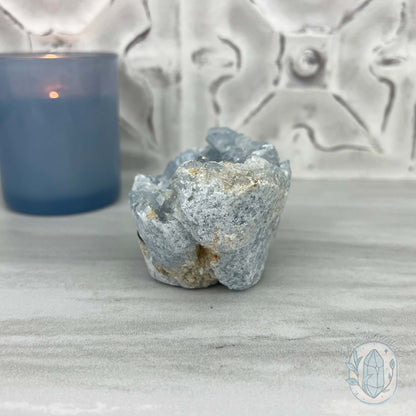 Celestite Crystal Hedgehog Carving Specimen