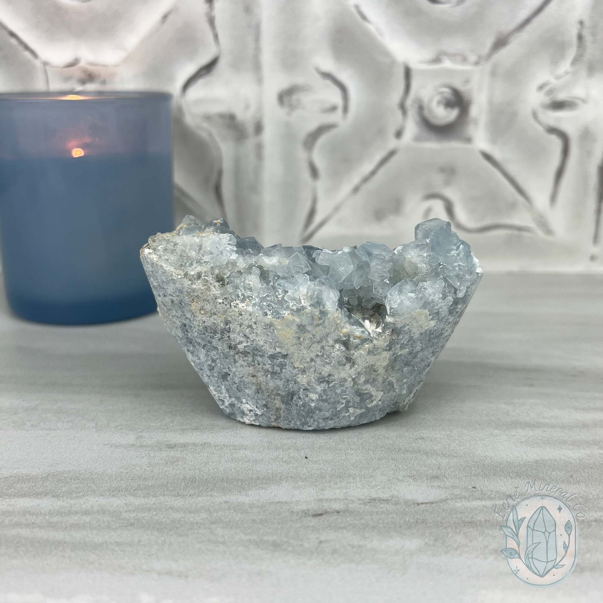 Celestite Crystal Hedgehog Carving Specimen