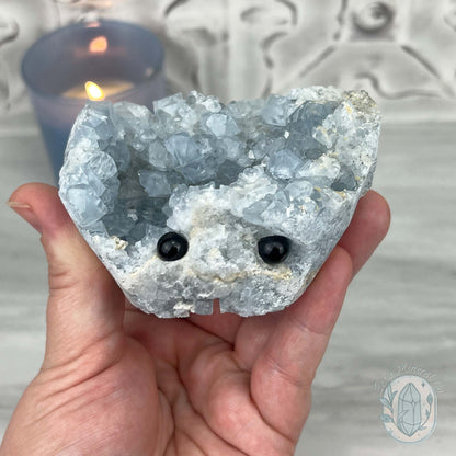 Celestite Crystal Hedgehog Carving Specimen