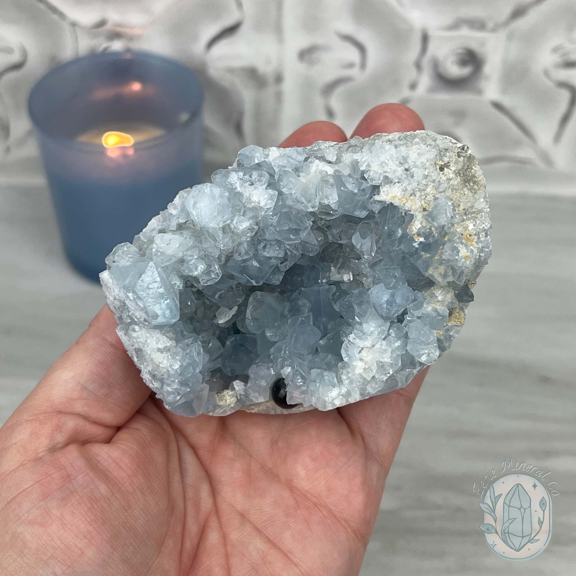 Celestite Crystal Hedgehog Carving Specimen