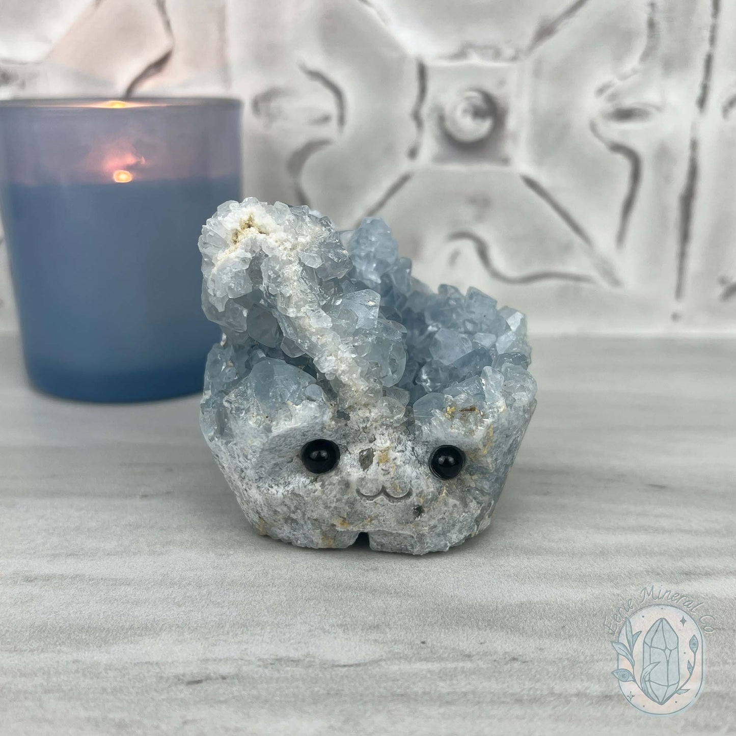 Celestite Crystal Hedgehog Carving Specimen