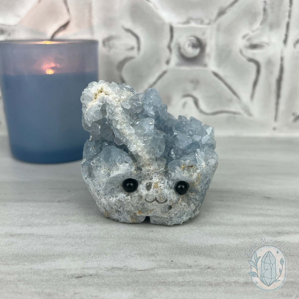 Celestite Crystal Hedgehog Carving Specimen