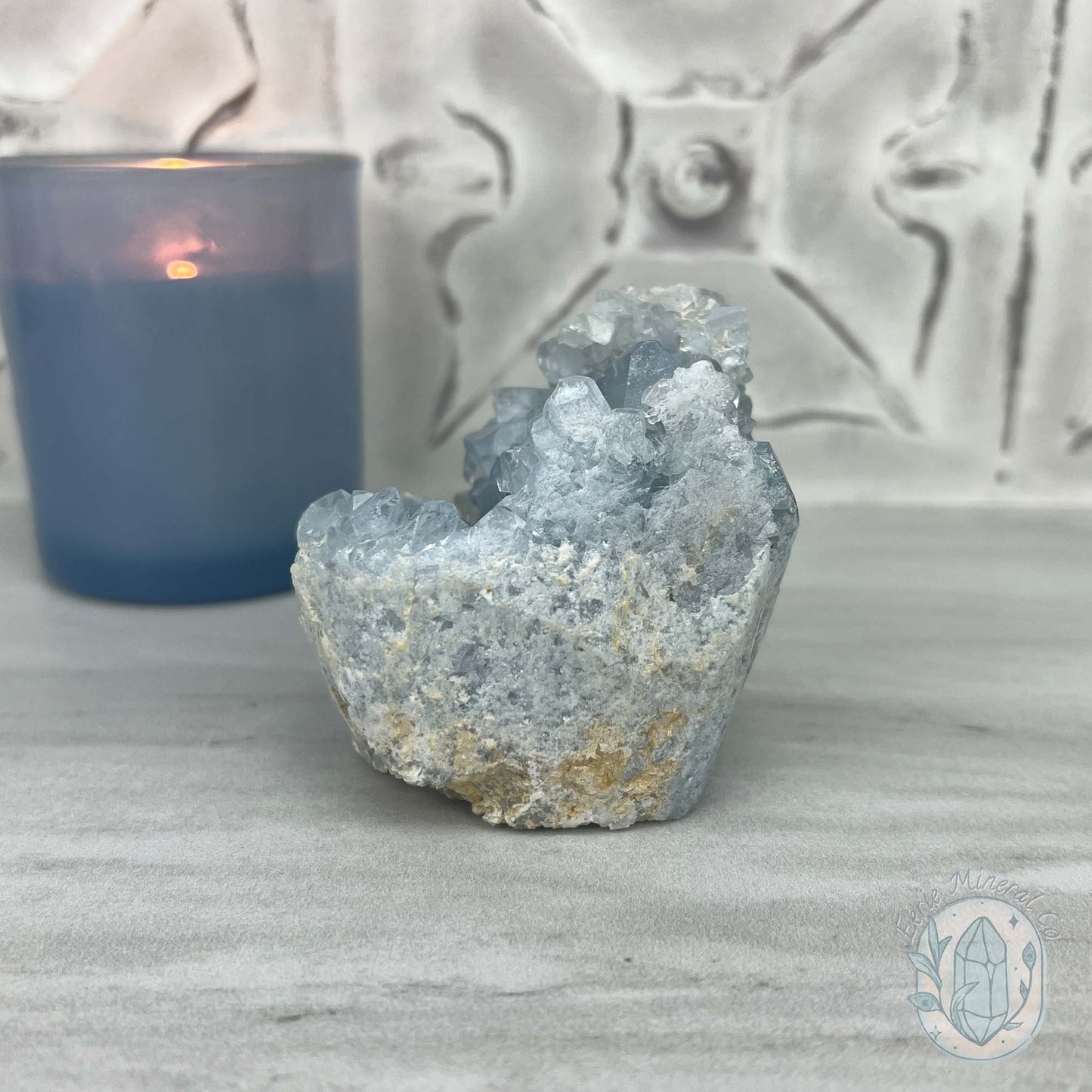 Celestite Crystal Hedgehog Carving Specimen