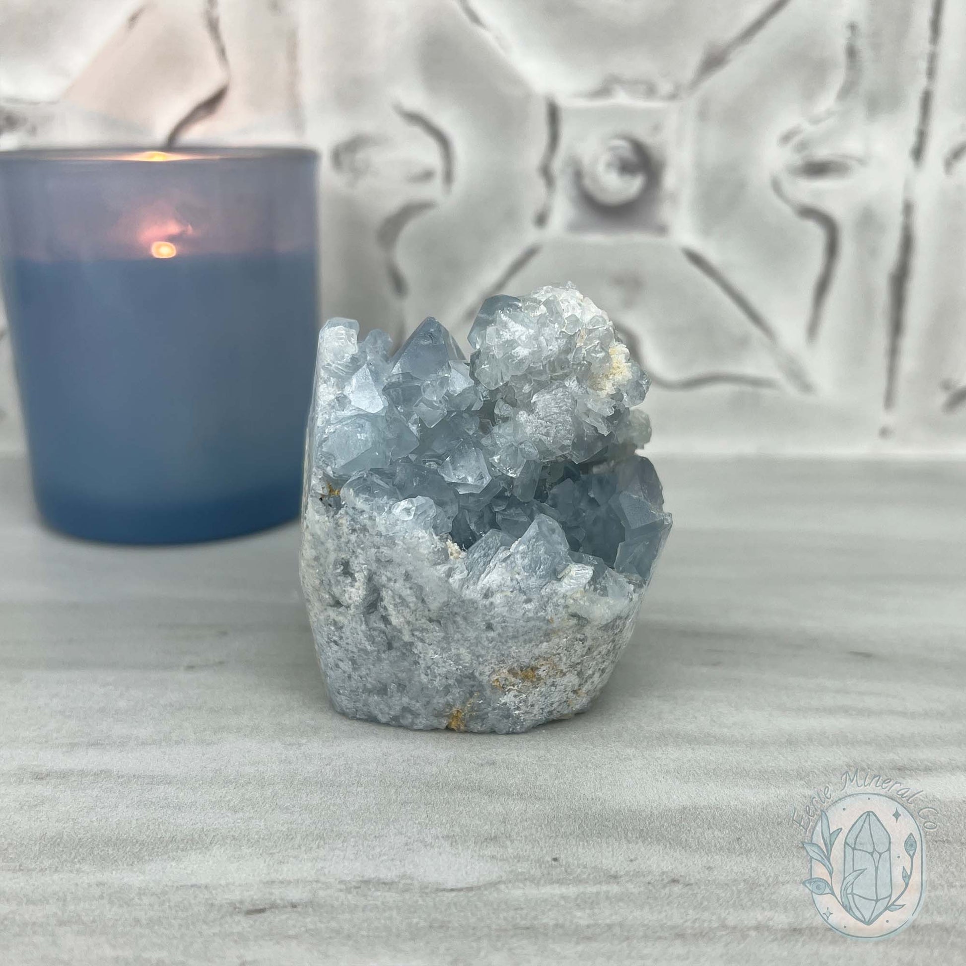 Celestite Crystal Hedgehog Carving Specimen
