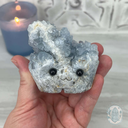 Celestite Crystal Hedgehog Carving Specimen