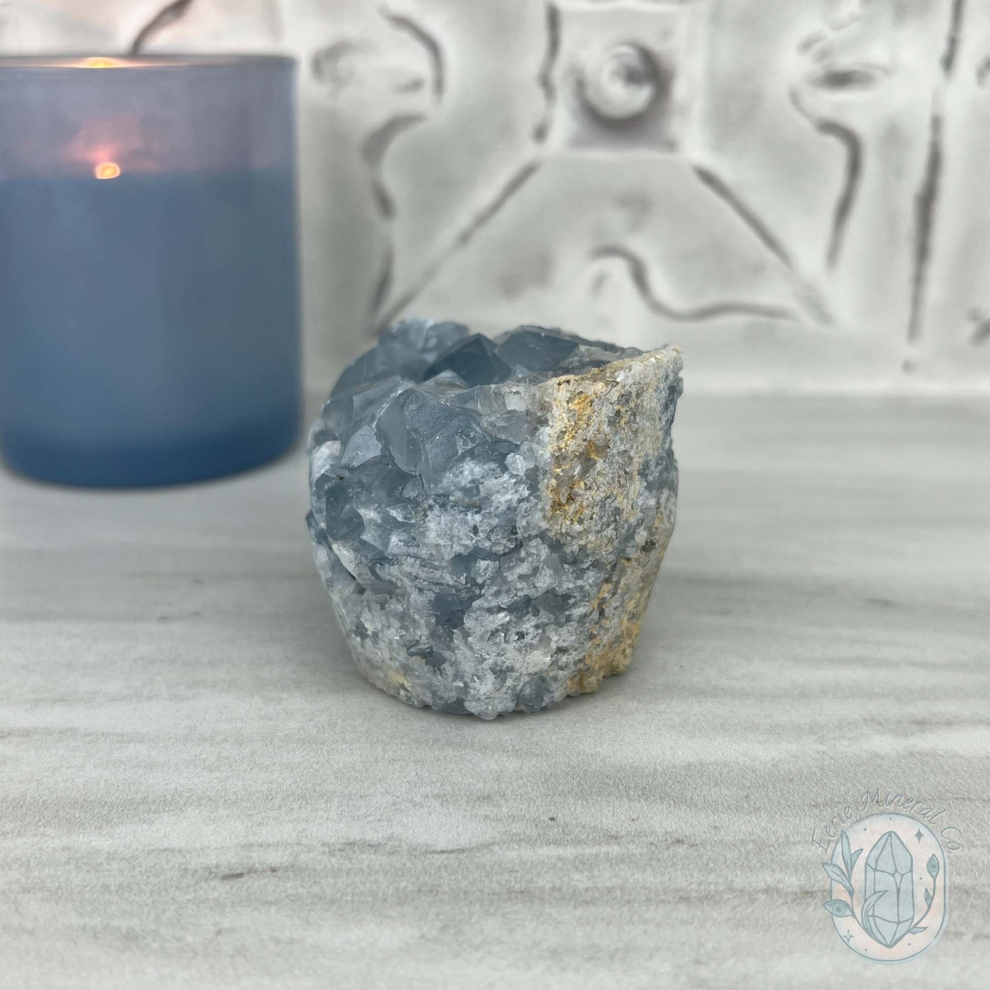 Celestite Crystal Hedgehog Carving Specimen