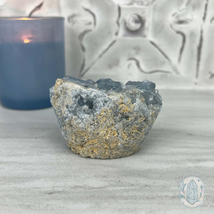 Celestite Crystal Hedgehog Carving Specimen