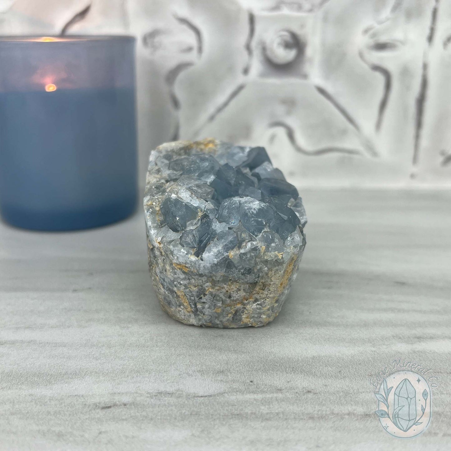 Celestite Crystal Hedgehog Carving Specimen