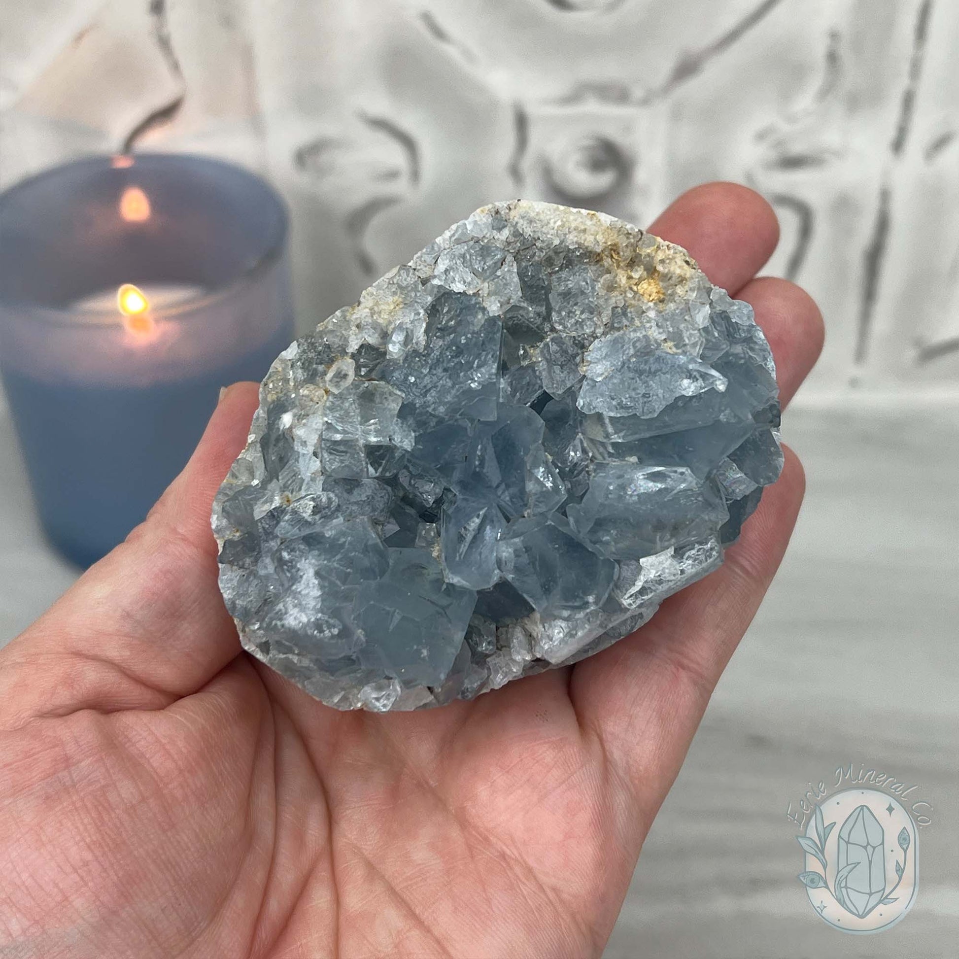 Celestite Crystal Hedgehog Carving Specimen