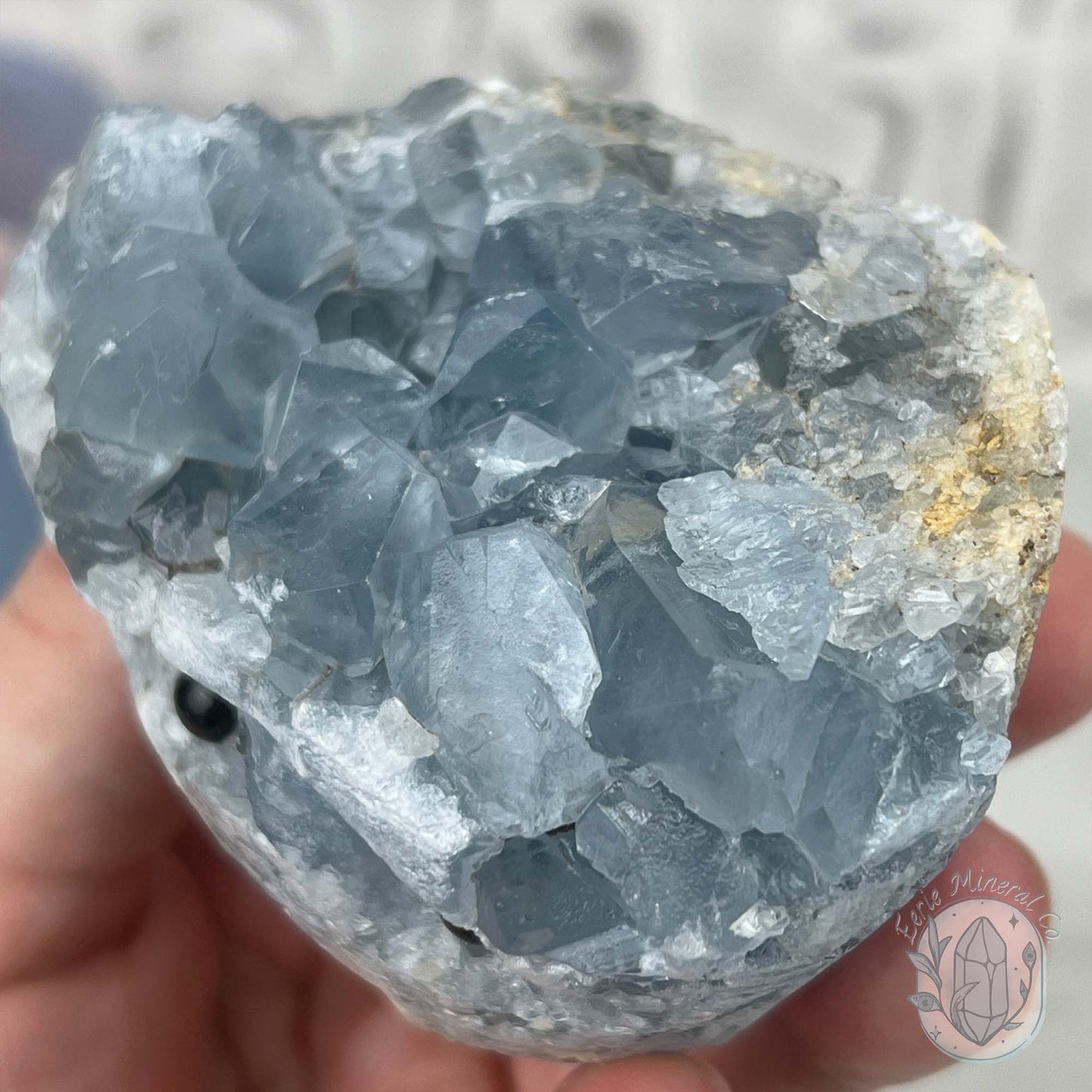 Celestite Crystal Hedgehog Carving Specimen