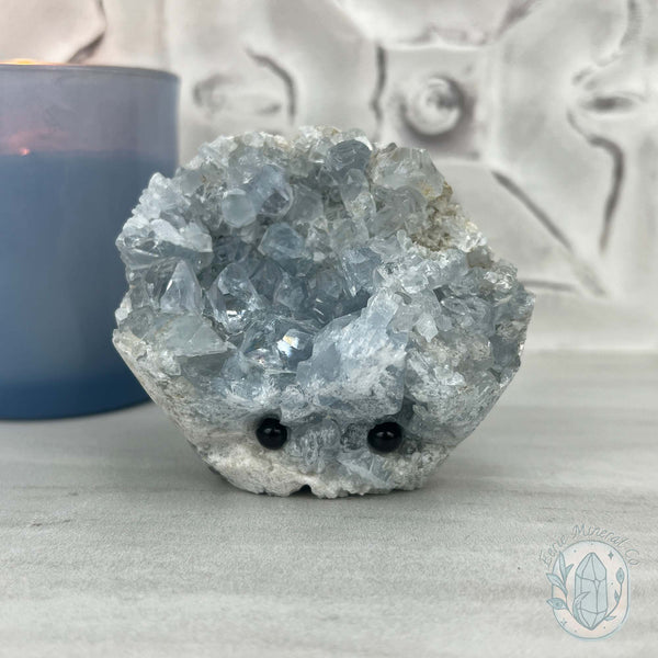 Celestite Crystal Hedgehog Carving Specimen