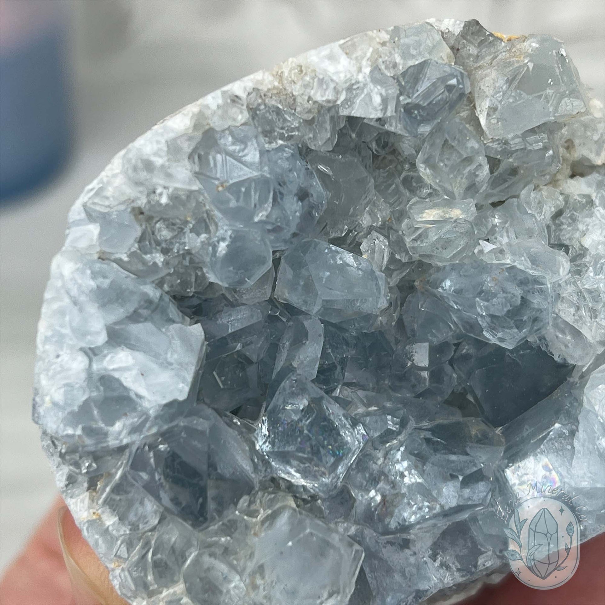 Celestite Crystal Hedgehog Carving Specimen