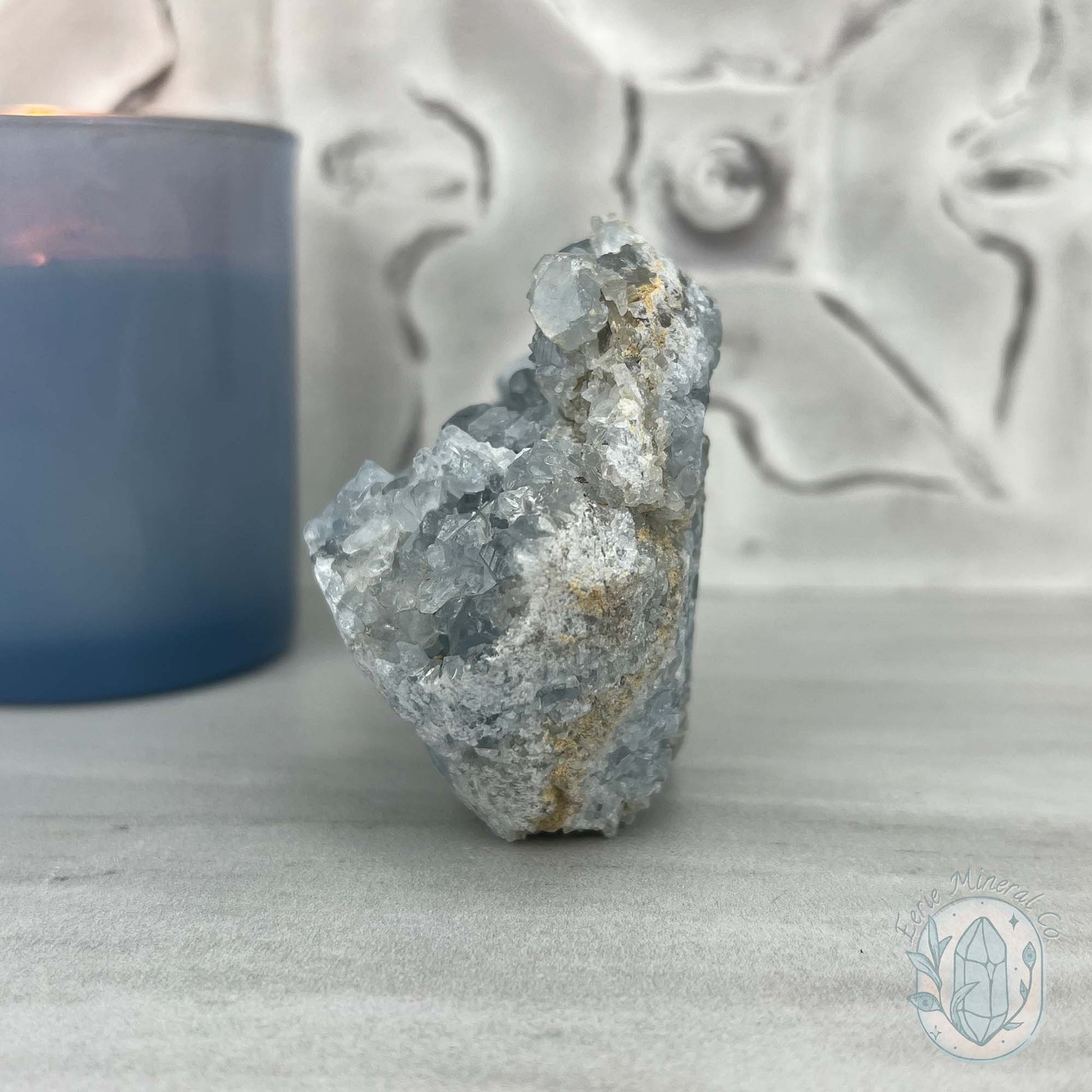 Celestite Crystal Hedgehog Carving Specimen