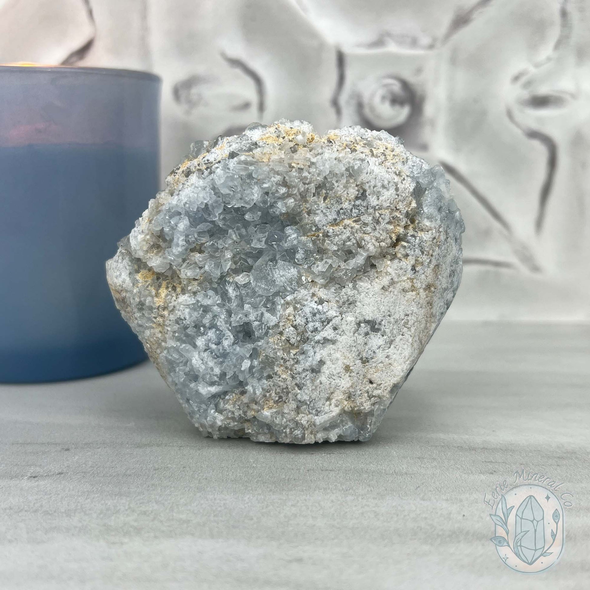Celestite Crystal Hedgehog Carving Specimen