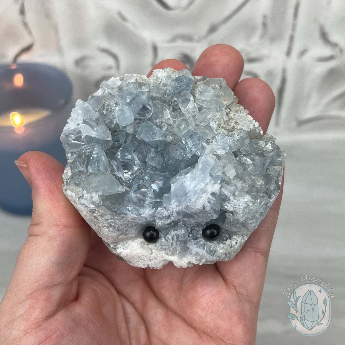 Celestite Crystal Hedgehog Carving Specimen