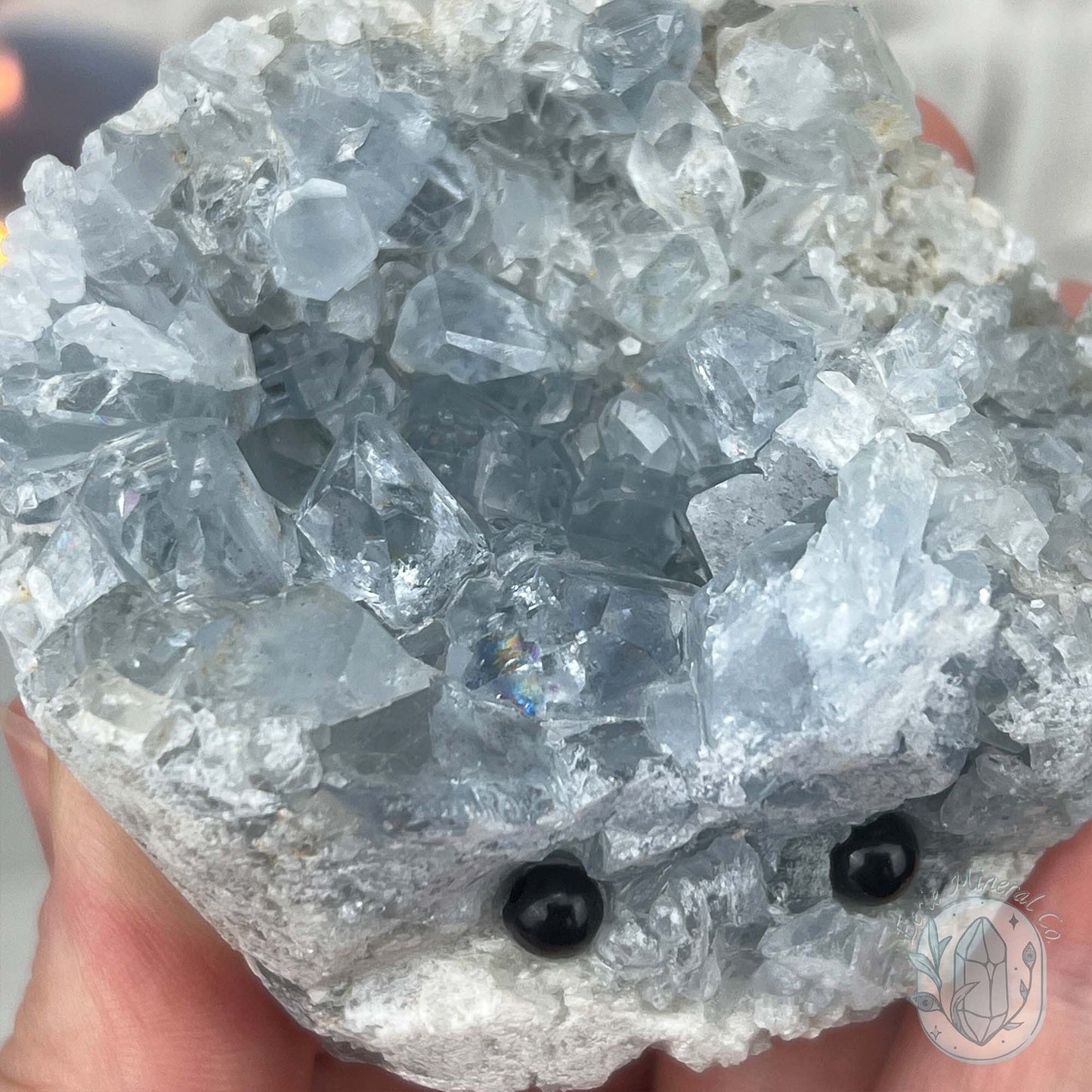 Celestite Crystal Hedgehog Carving Specimen