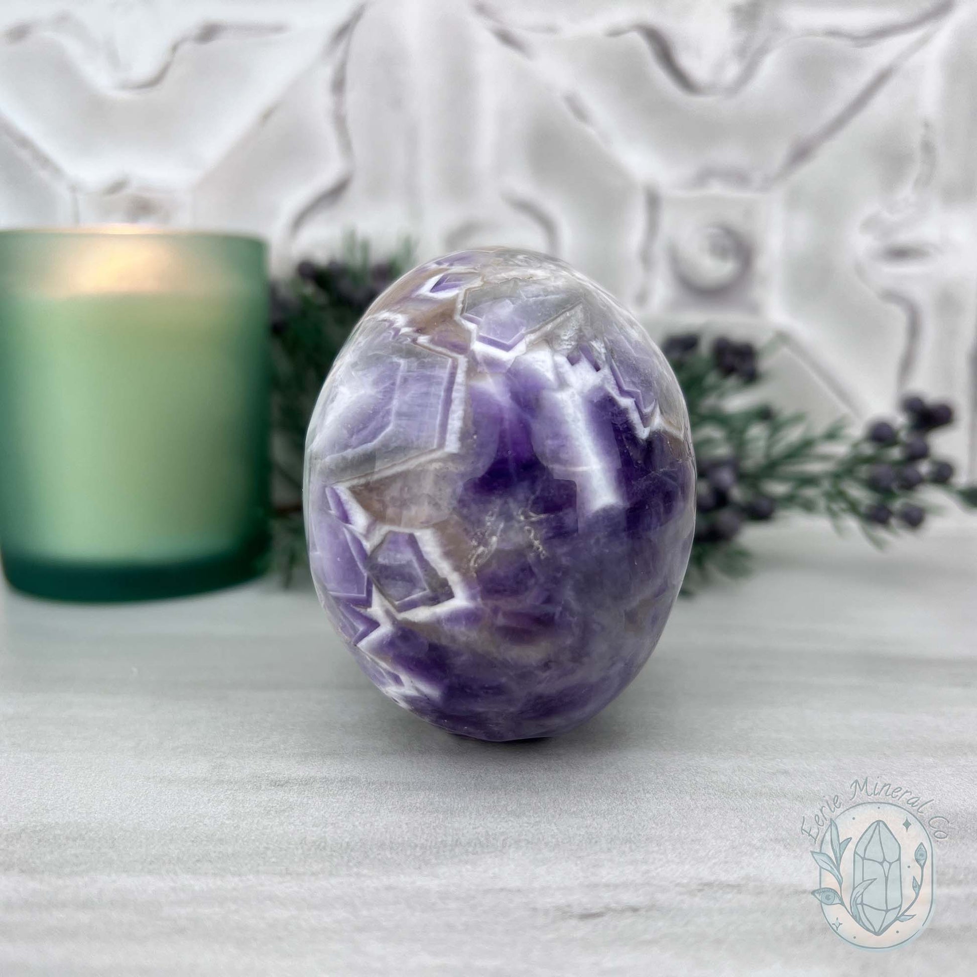 Chevron Amethyst (Dream Amethyst) Skull Carving