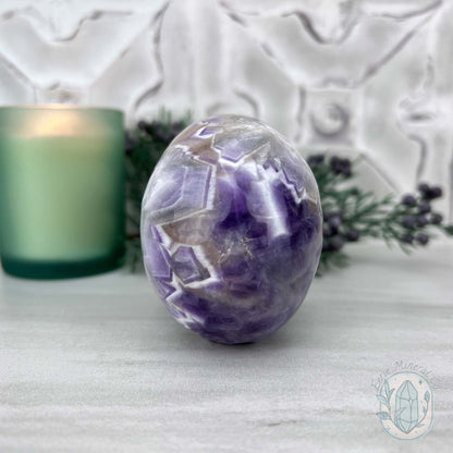 Chevron Amethyst (Dream Amethyst) Skull Carving