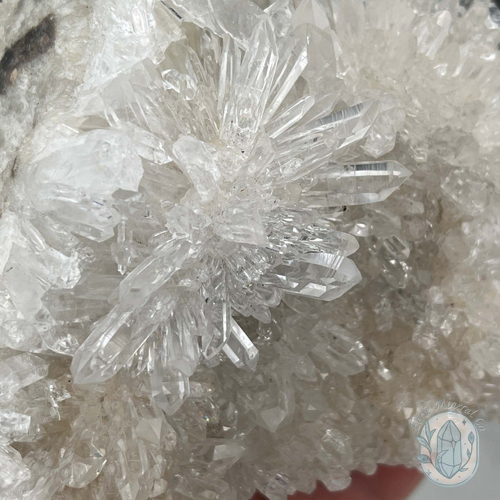 Clear Chrysanthemum Crystal Quartz Cluster House