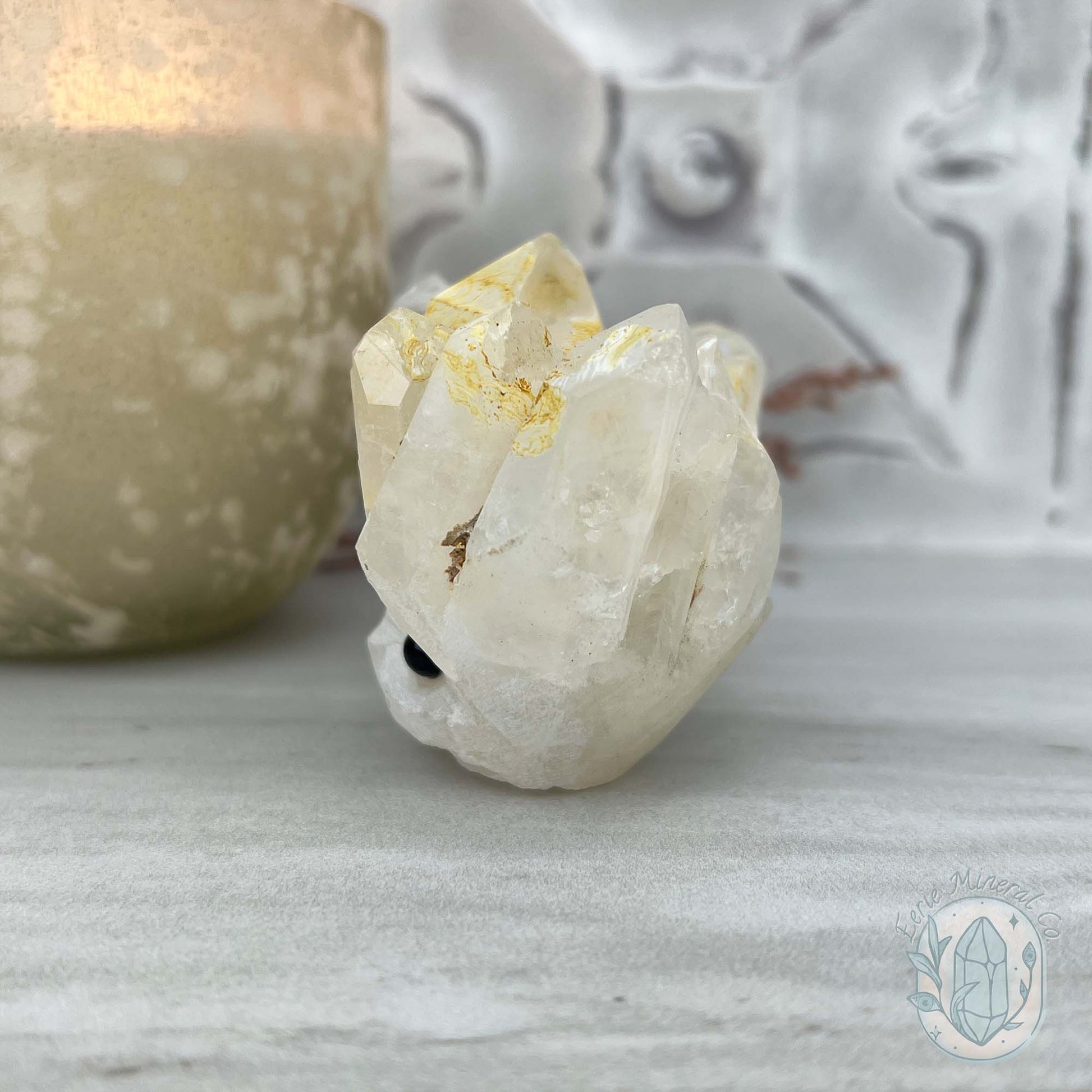 Clear Quartz Crystal Cluster Hedgehog Carving Specimen