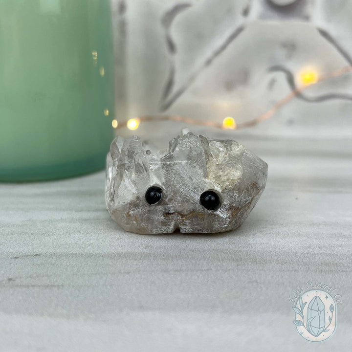 Clear Quartz Crystal Cluster Pet Rock Carving