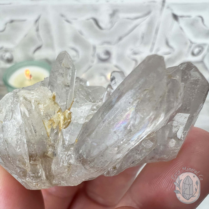 Clear Quartz Crystal Cluster Pet Rock Carving