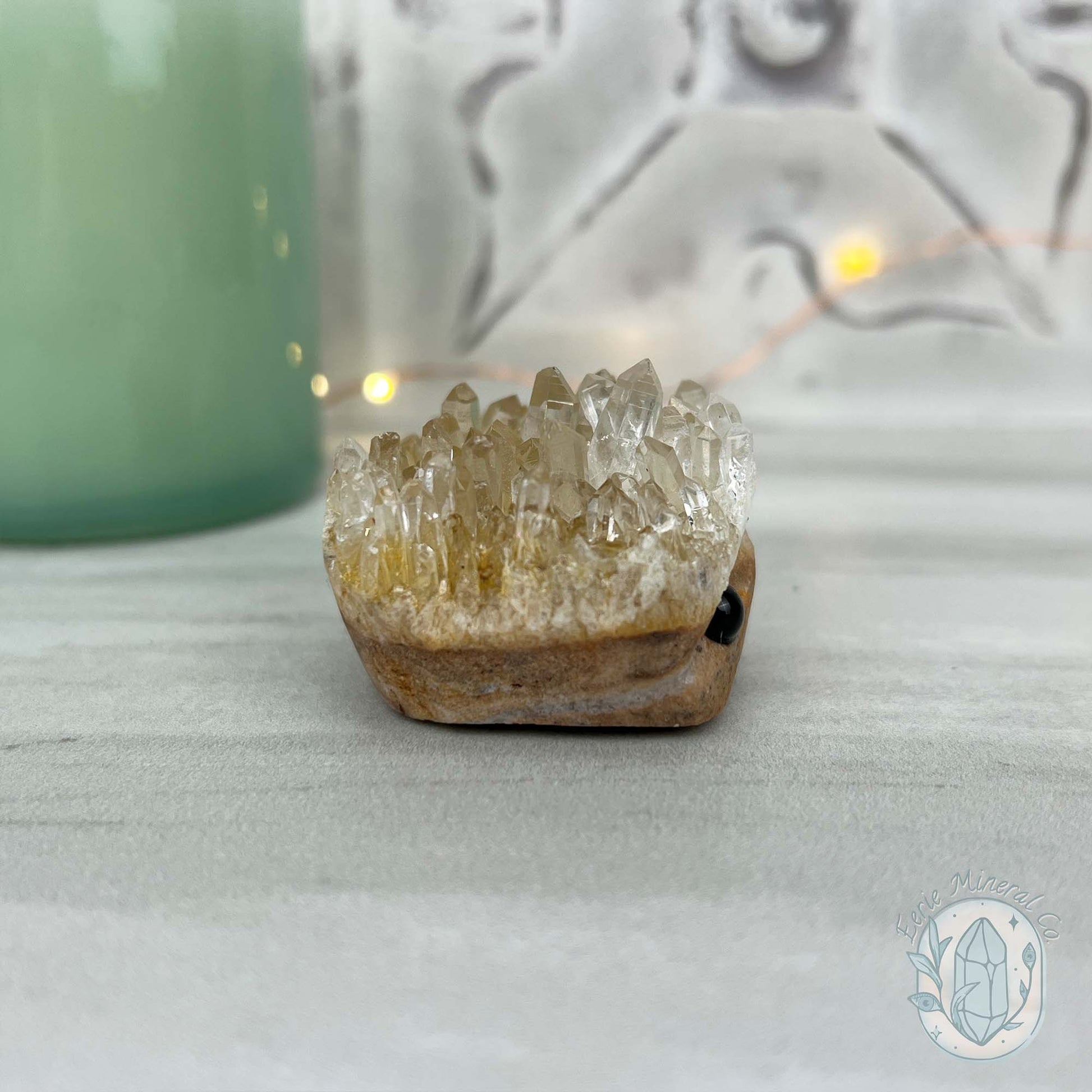 Clear Quartz Crystal Cluster Pet Rock Carving