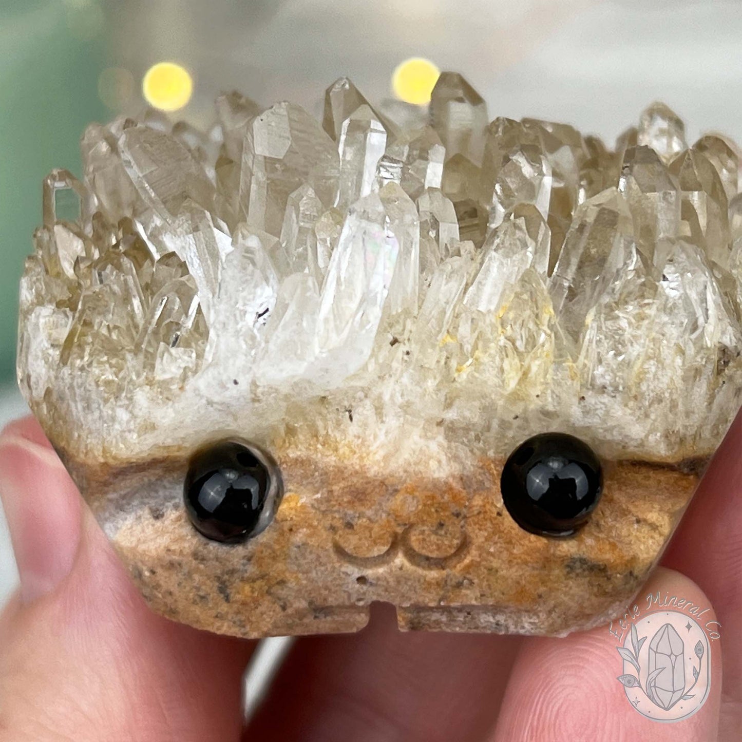 Clear Quartz Crystal Cluster Pet Rock Carving