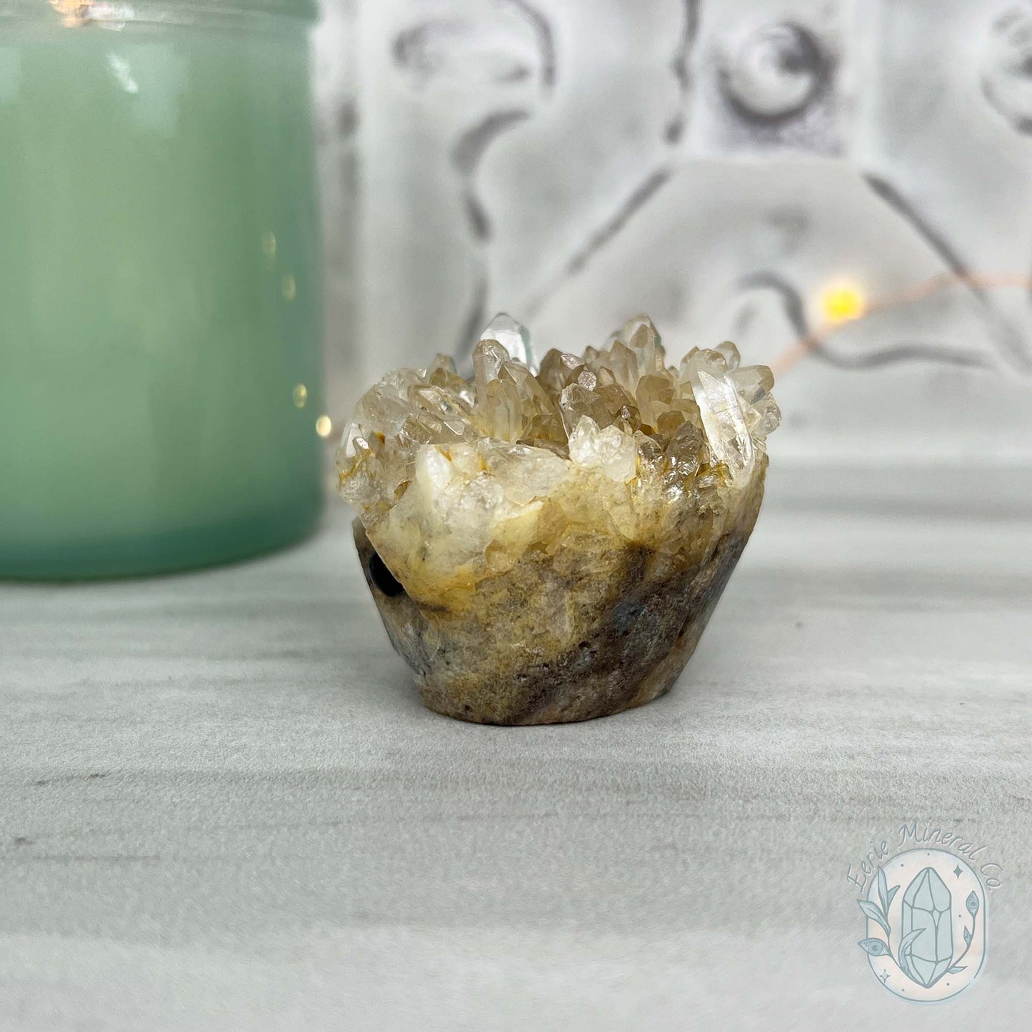 Clear Quartz Crystal Cluster Pet Rock Carving