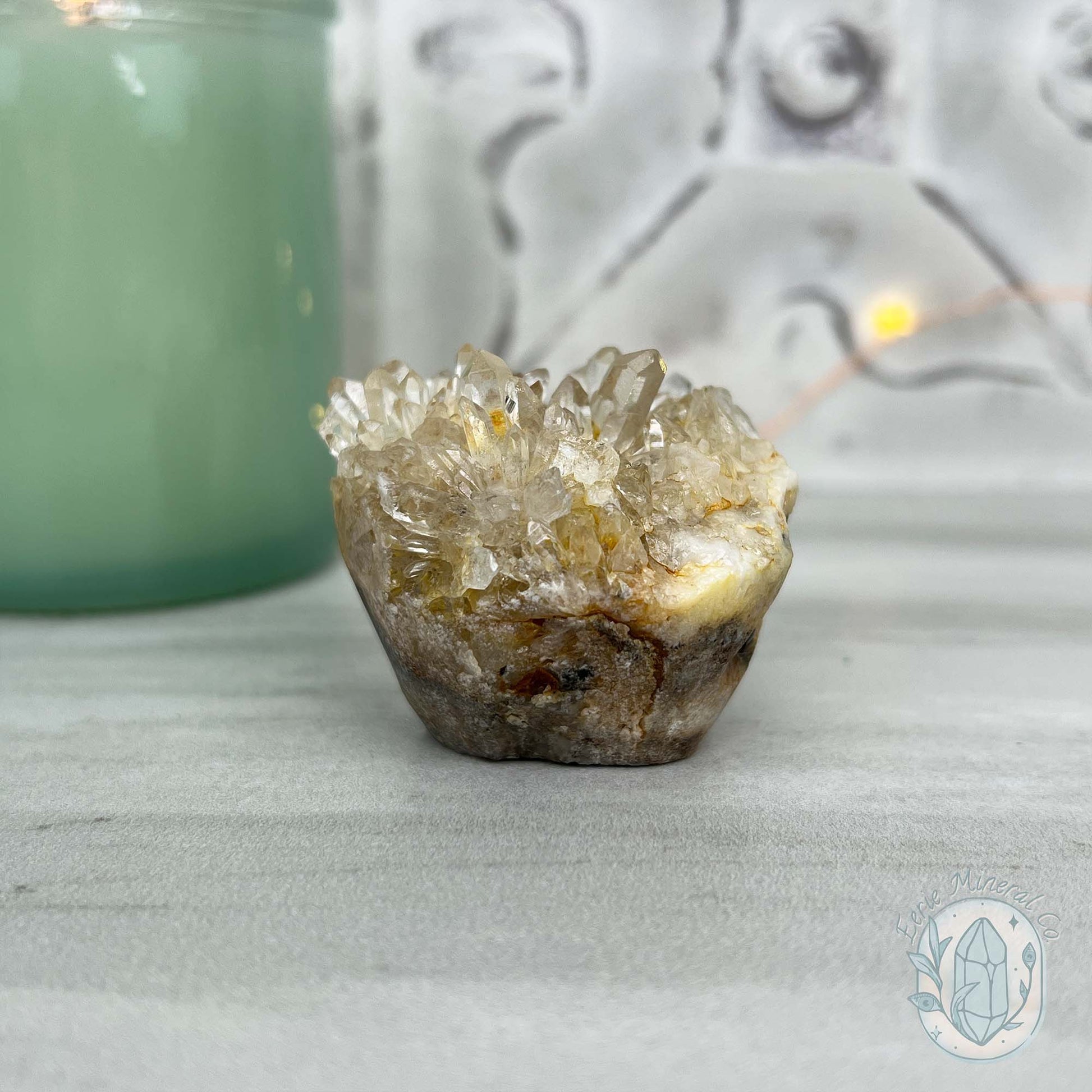 Clear Quartz Crystal Cluster Pet Rock Carving