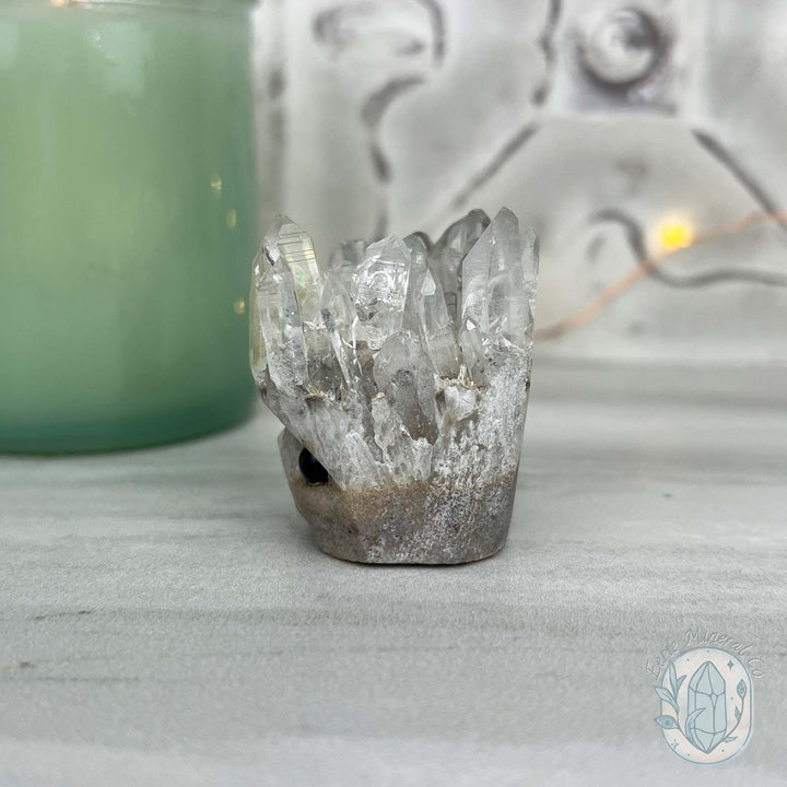 Clear Quartz Crystal Cluster Pet Rock Carving