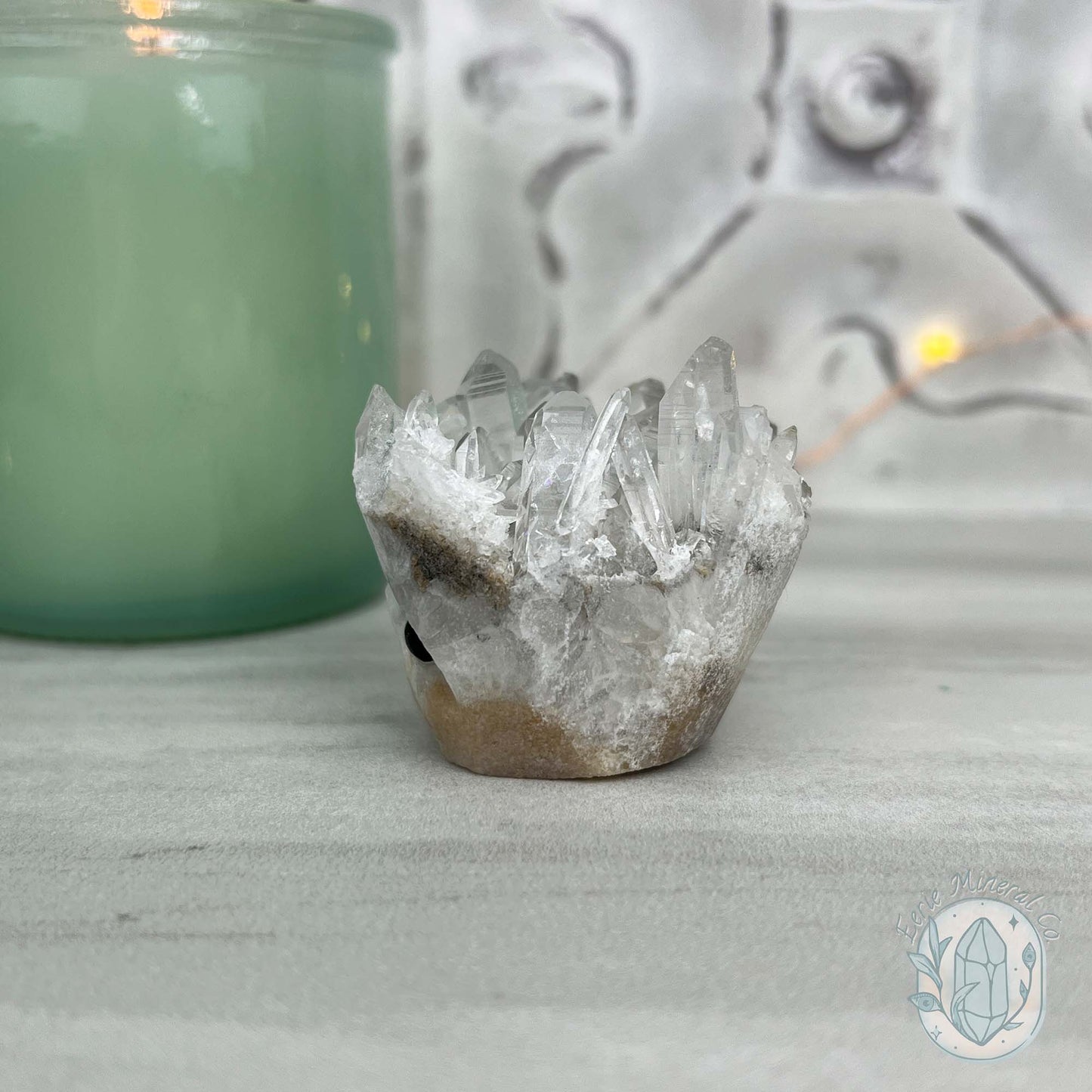 Clear Quartz Crystal Cluster Pet Rock Carving