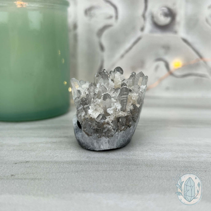 Clear Quartz Crystal Cluster Pet Rock Carving