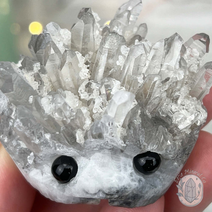 Clear Quartz Crystal Cluster Pet Rock Carving